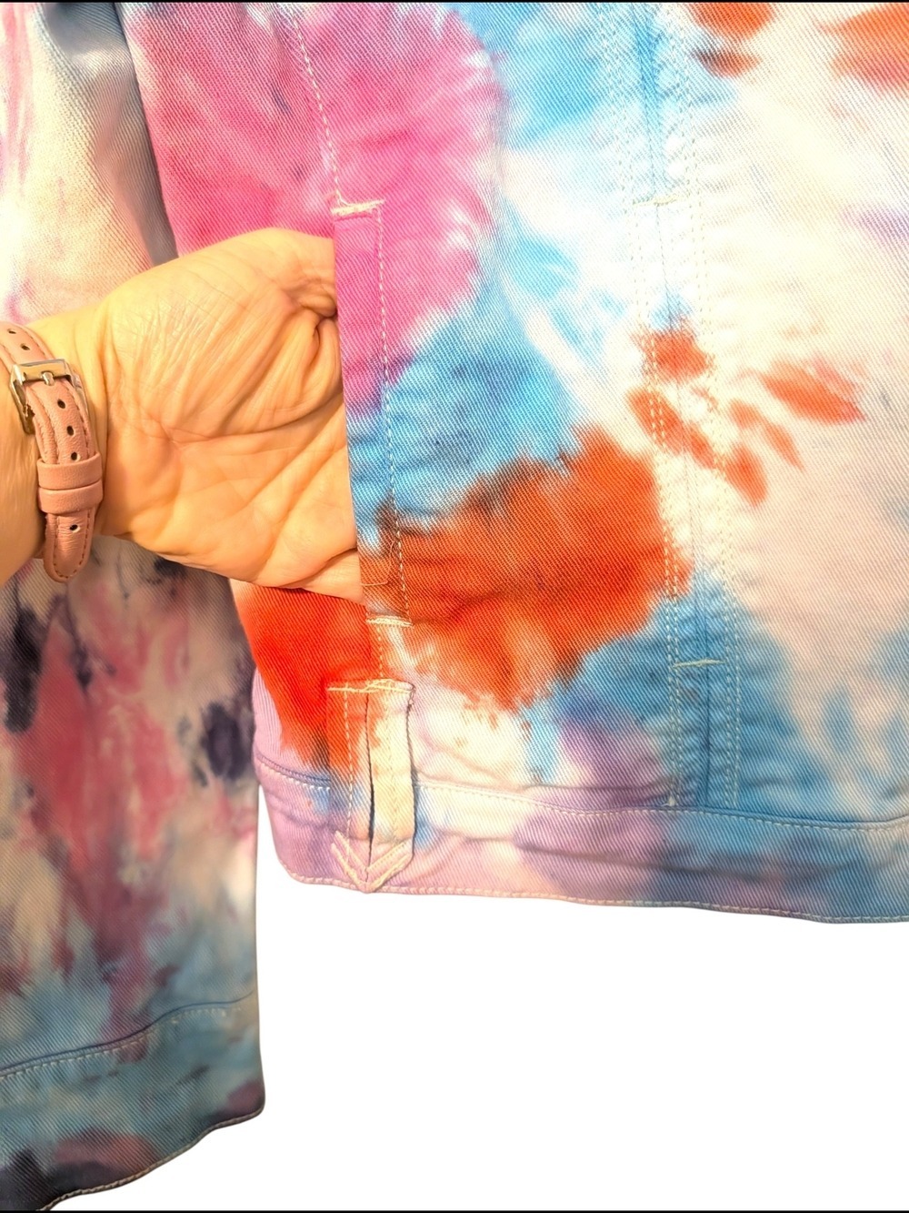 Route 66 Multicolor Tie Dye Jean Jacket Vintage - Picture 6 of 8